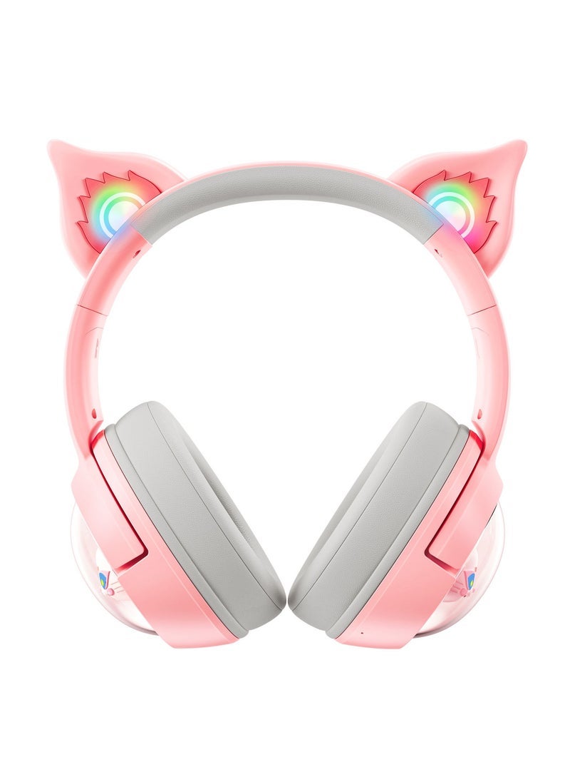 Professional Wireless Computer Gaming Headset B5 Pink Cat Ear Low Latency RGB Headset Gaming Ps5 Bloutooth Headphones