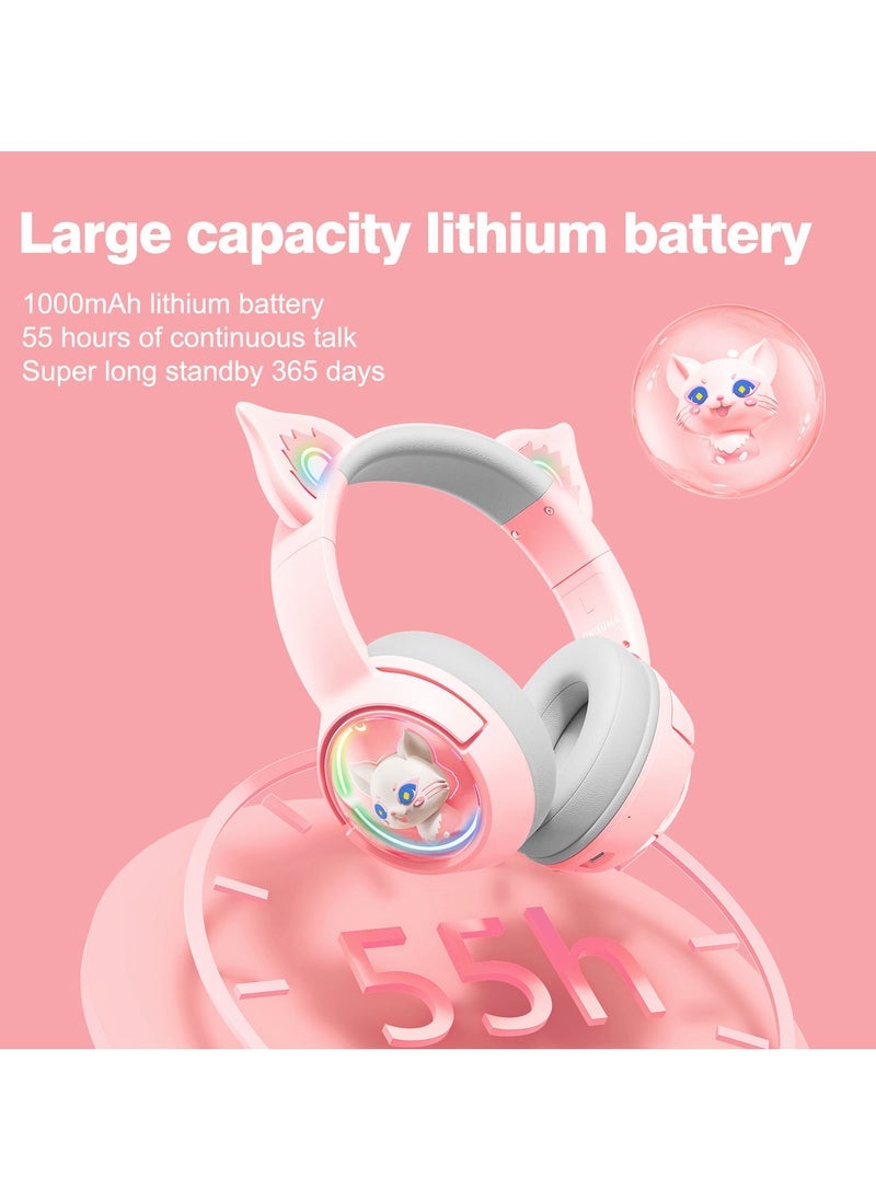 Professional Wireless Computer Gaming Headset B5 Pink Cat Ear Low Latency RGB Headset Gaming Ps5 Bloutooth Headphones