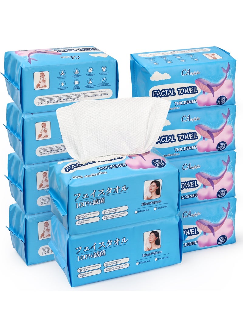 CA Quality natural face towel Disposable face towel Disposable skin care towel，Soft absorbent face towel，cotton free towel for cleaning, skin care and makeup remover, dry and wet wipes, 10 Pack*80 Count