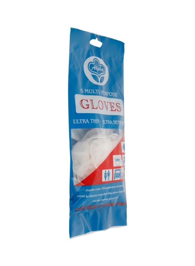 6-Piece Multi Purpose Gloves White
