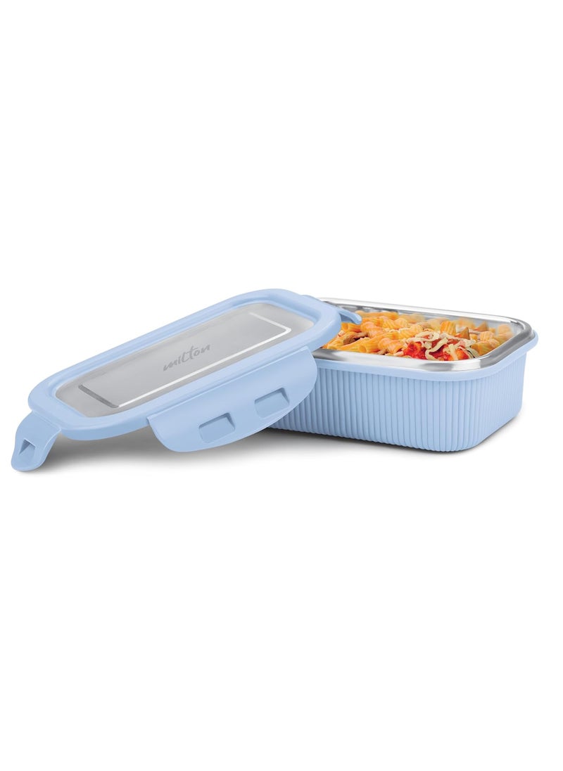 MILTON Cool Touch Rectangular 400 Stainless Steel Container, 380 ml, Blue, Microwave Safe, Food Grade, BPA Free, Refrigerator Safe