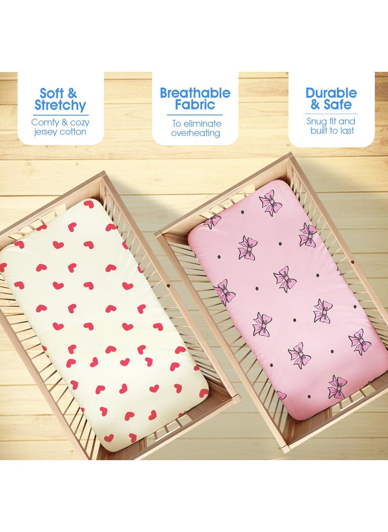 BODYCOMFY Baby Fitted Crib Sheet 100 Jersey Cotton 70 140 CM 2 Pack Super Soft and Cozy Crib Cover Set for Toddler Mattress Crib Bedsheet for Boys Girls