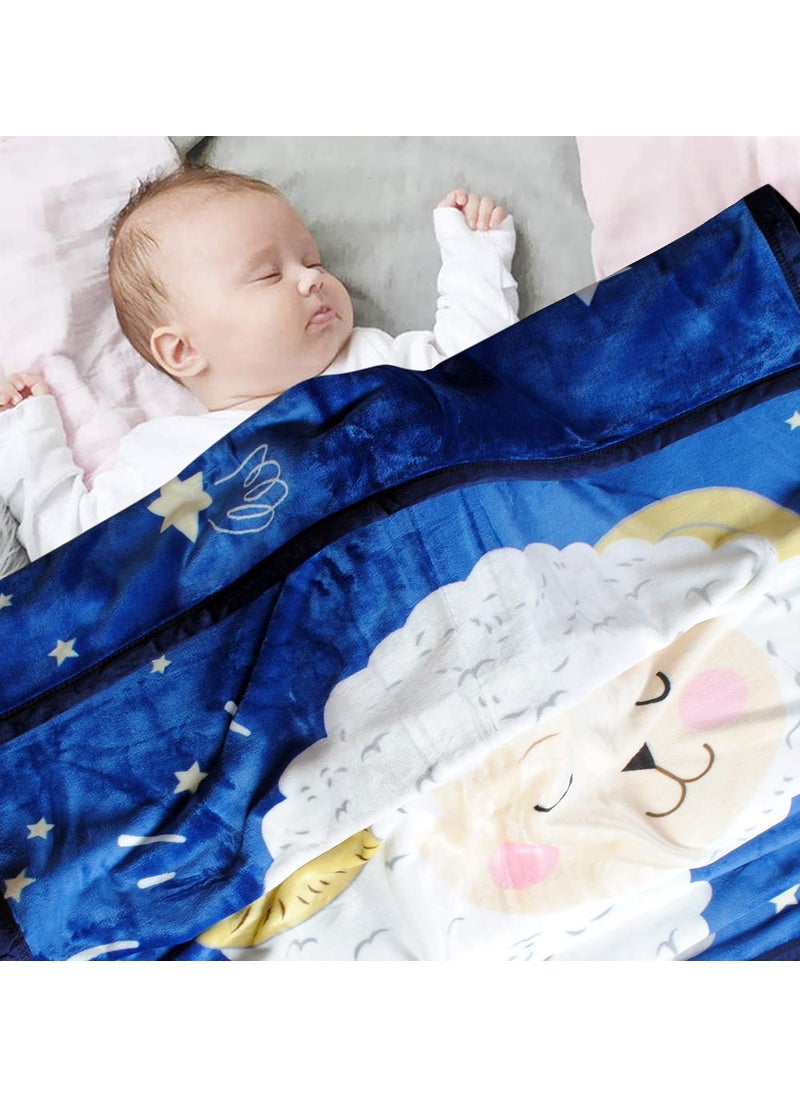 MOM CARE Fleece Winter Blanket for Newborn Baby Extra Soft Warm Fluffy Cozy Double Layered Pack of 1Blue Checks