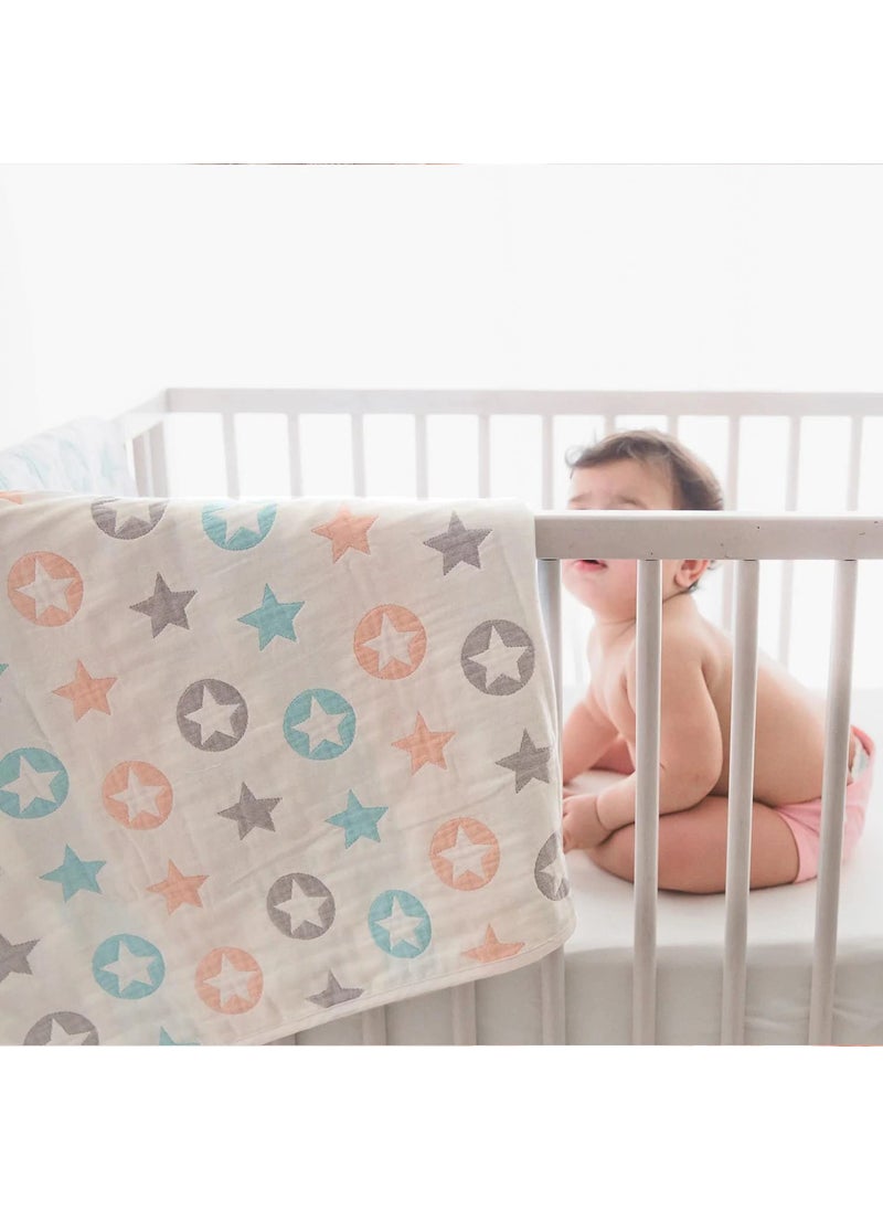 TIDY SLEEP Baby Blankets 6 Layer Wraper 100 Cotton Stroller Cover Receiving Blankets Multicolor 100 Cm X 90 Cm Breathable
