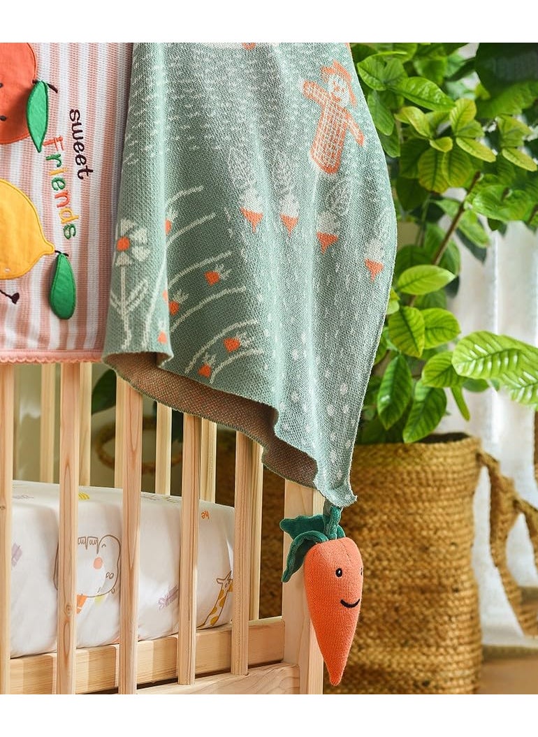 Mi Arcus Cotton Knitted Baby Blanket Green 100x75 cm for Girls Boys Kids Infants Toddlers