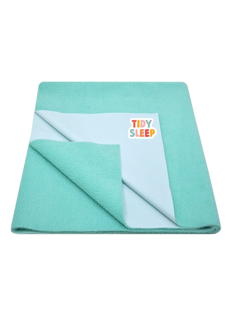 Tidy Sleep Instadry AntiPiling Fleece Extra Absorbent Quick Dry Sheet for New Born Babies Cotton Bed Protector Mattress Pack of 1 Seagreen Large 140x100 cm