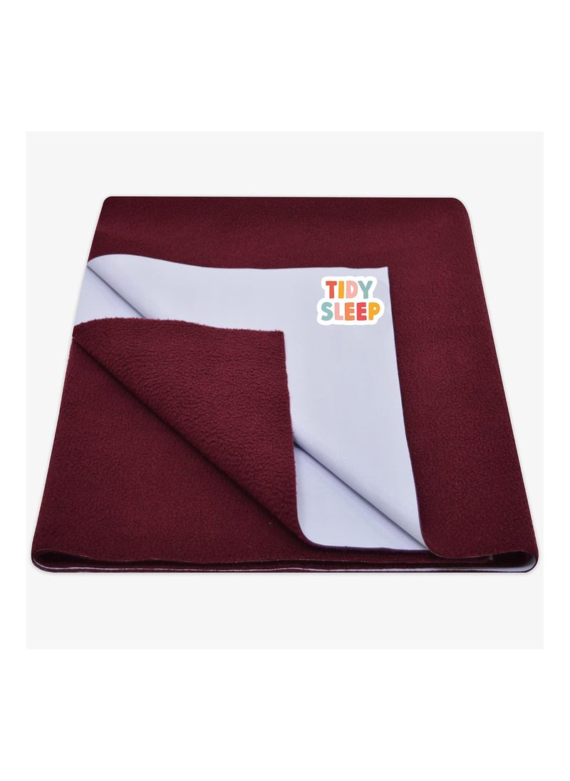 Tidy Sleep Instadry AntiPiling Fleece Extra Absorbent Quick Dry Sheet for New Born Babies Cotton Bed Protector Mattress Pack of 1 Maroon Large 140x100 cm