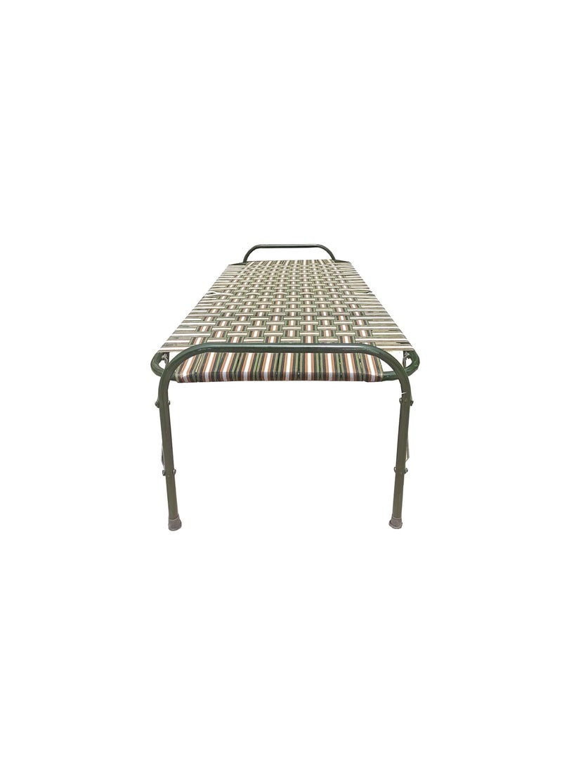 AARAM CHARPAI UDYOG Painted Folding Cot Bed For Sleeping Single Size A1 Niwar 6 Leg Support Unique Design Space SavingHeavy Duty Round Metal FramePortableMultipurposeLightweightMulticolor 36X72