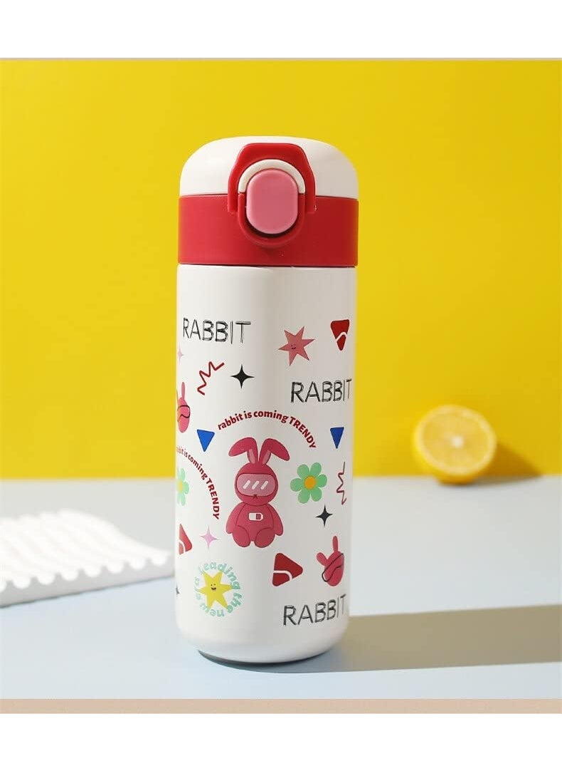 Jugte Water Bottle for Kids Stainless Steel Bottle Double Walled Vacuum Insulated Baby Sipper Bottle Thermos Flask for Boys Girls School Red Bottle 350 Ml