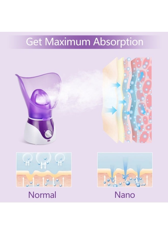 Facial Steamer for Face Nano Ionic Face Steamer for Facial Deep Cleaning Hot Mist Face Humidifier Set for Women Men Moisturizing Cleansing Pores with Blackhead Remover Kit