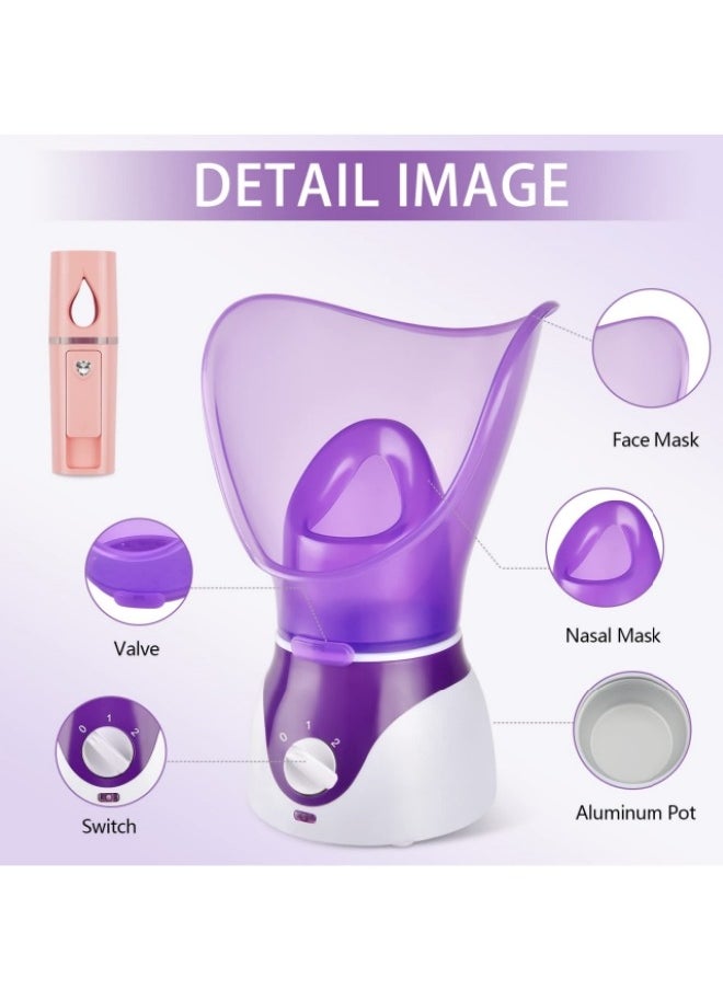 Facial Steamer for Face Nano Ionic Face Steamer for Facial Deep Cleaning Hot Mist Face Humidifier Set for Women Men Moisturizing Cleansing Pores with Blackhead Remover Kit