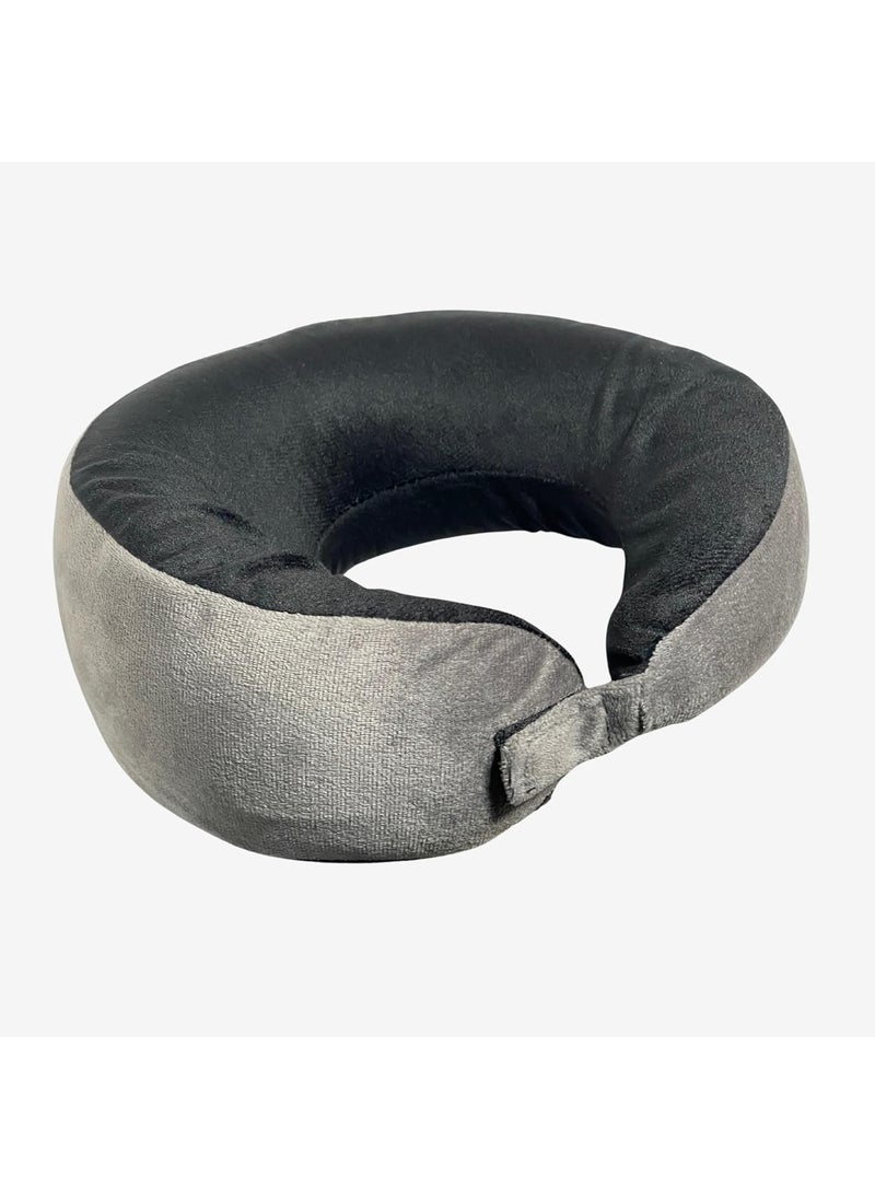FITMAT 100 Memory Foam Neck Pillow for Travelling Aeroplane Travel Comfortable Sleeping Head Rest Neck Holder Pillow Silver Black