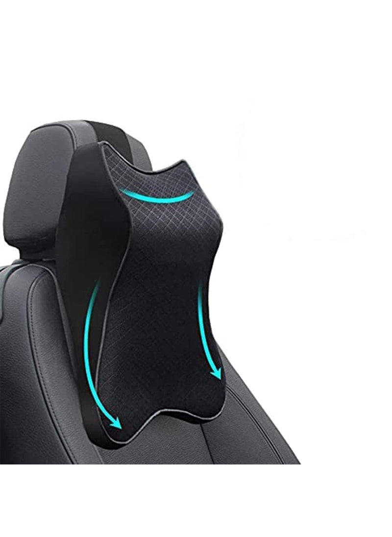 Doyelex Car Neck Rest Pillow Memory Foam Headrest Ergonomic Support for Neck Pain Relief Ideal for Travel Large Black Pack of 1