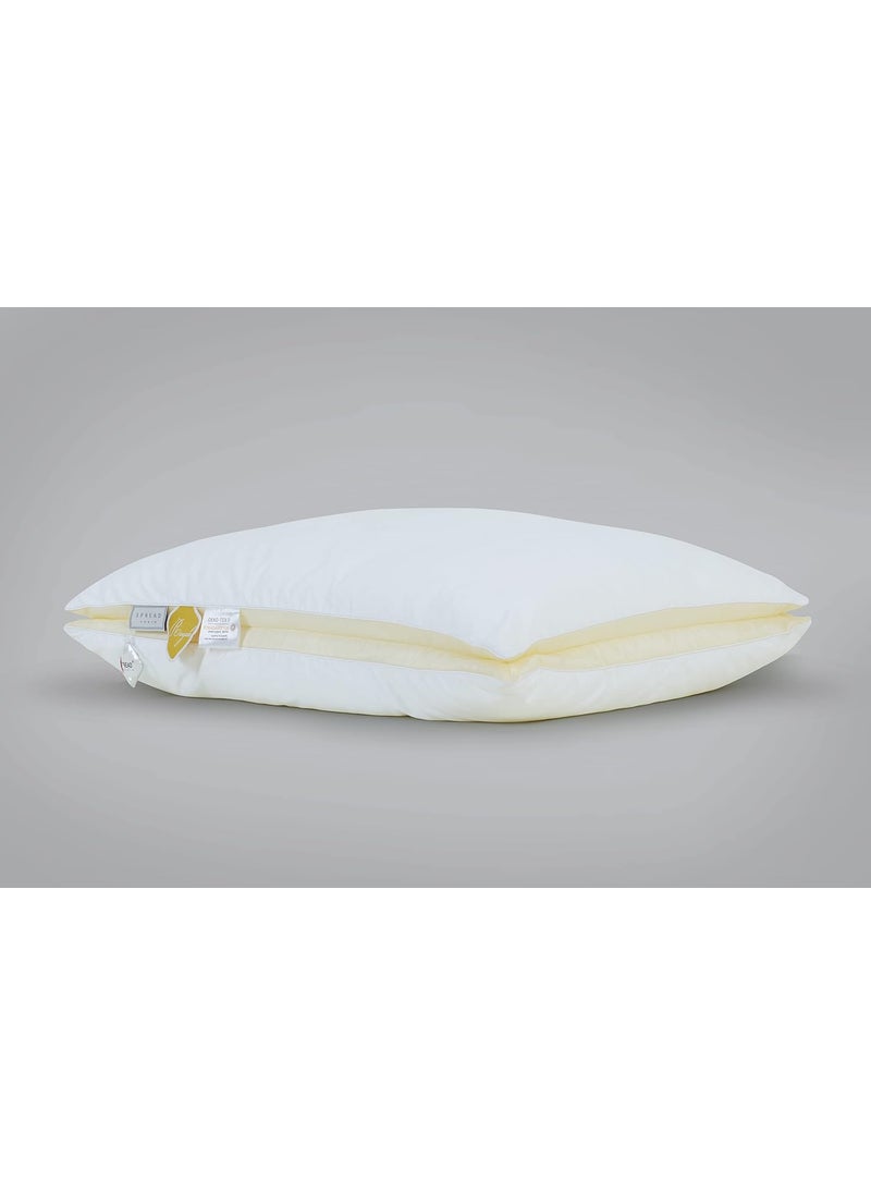 SPREAD SPAIN Microfiber Royal Luxury Pillow with Cotton Case for Sleeping Neck Pain Relief Suitable for Back Sleeper Side Sleeper Stomach Sleeper 45 x 68 cm White Pack of 1