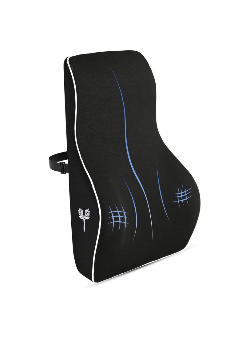 Grin Health SitRight Pro Full Lumbar Support for Office Chair Memory Foam Backrest Cushion for Chair Back Pain Relief Orthopedic Back Support Back Pillow for Sitting Black