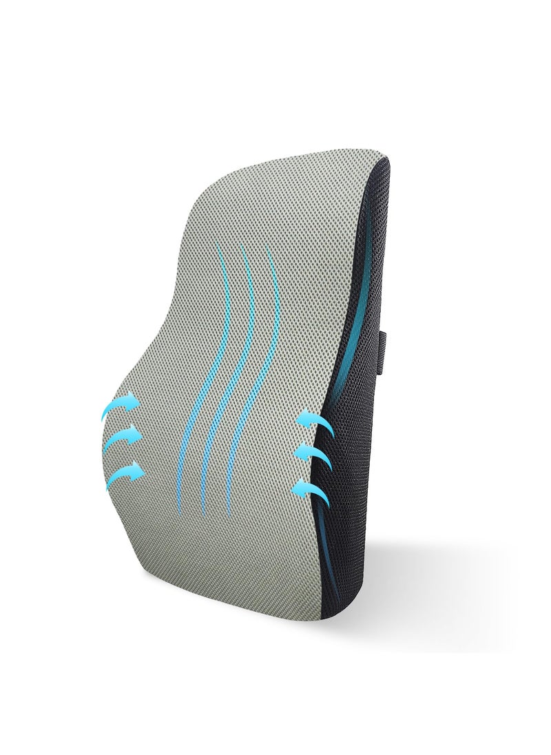 Sleepsia Back Support for Chair 1 Year Warranty Memory Foam Car Seat Back Support for Office Chair Memory Foam Pillow Orthopedic Lumbar Support Back Rest for Back Pain Relief GreyBlack