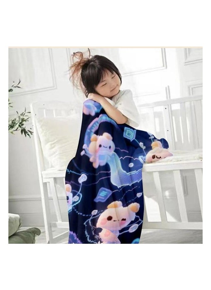 Flannel thin blanket (warm and comfortable, suitable for sleep, gaming, dust removal and sandproof) 150cm*200cm - 1182