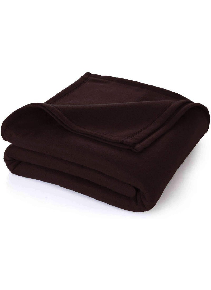 THE HOME TALK Polar Fleece Single Bed Blanket Thermal Lightweight Spread PolyFiber Material All Season Cozy Bedsheet AC Blanket 140 x 200cm 140 GSM Brown