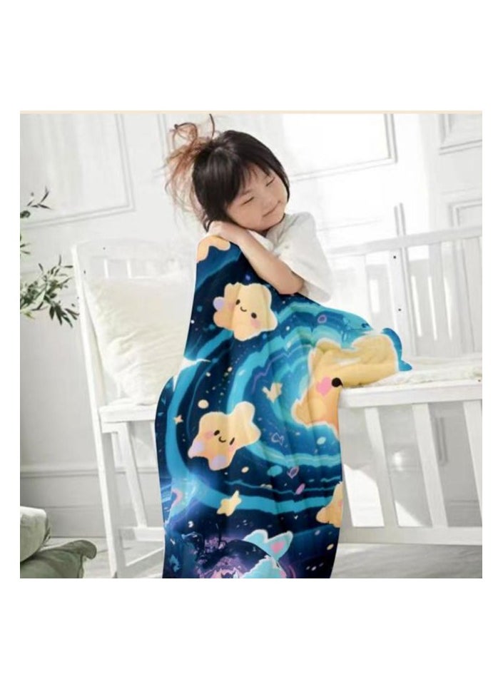 Children's or student cartoon flannel thin blanket (warm and comfortable, suitable for sleep, games) 100cm*150cm