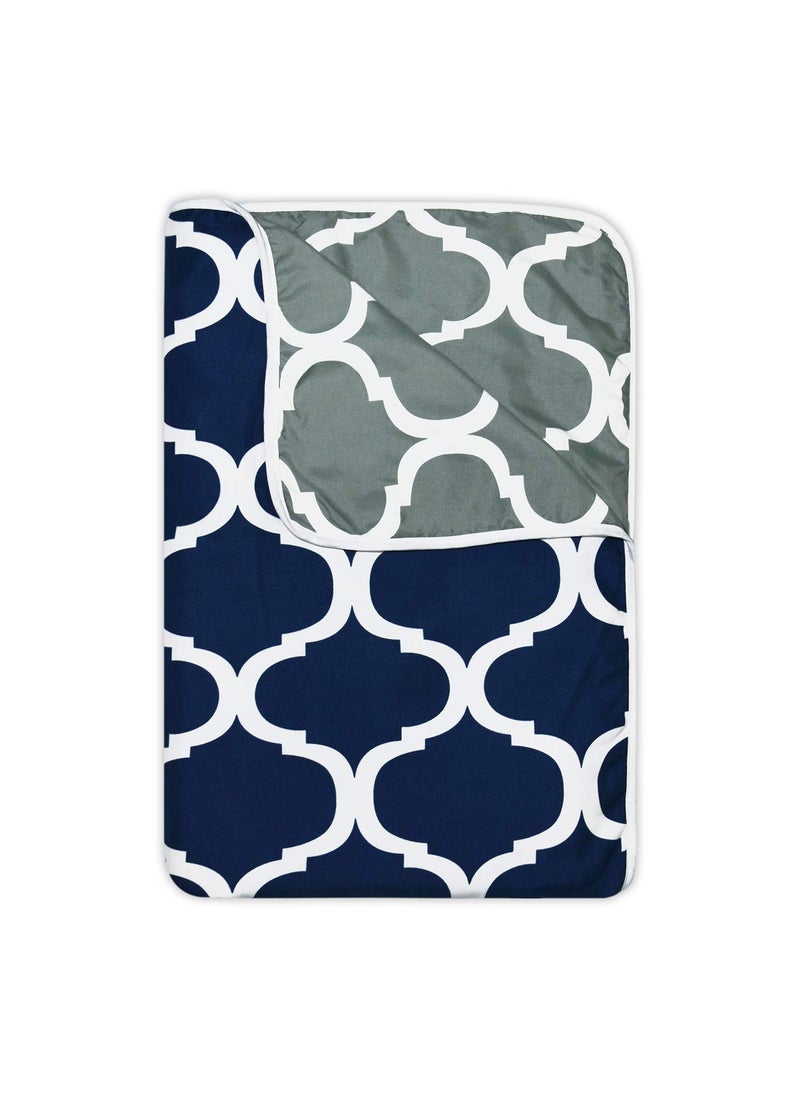 Divine Casa 120 GSM Microfiber Single Dohar Soft Lightweight Throw Blanket Cozy Breathable AllSeason Comfort 210 x 140 CM Moroccan Pattern Deep Blue
