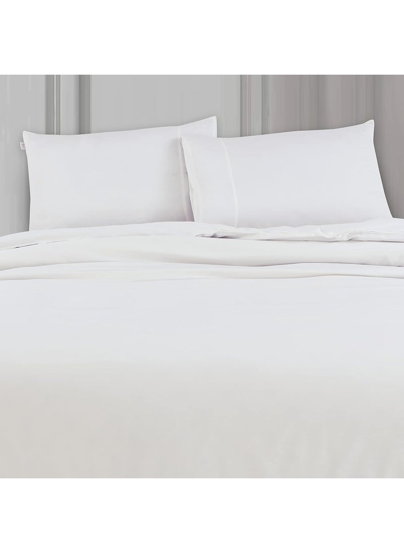 Spread Spain Madison Avenue Cotton with Light Silky and Sateen Sheets 400 Thread Count Fitted Bedsheet with 2 Pillow Cover Off White