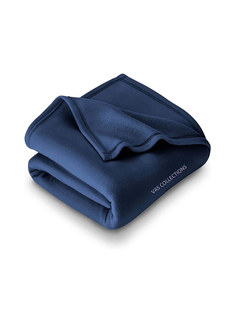 VAS COLLECTION All Season Polar Fleece Blanket Single 225x150 cm Blue Skin Friendly