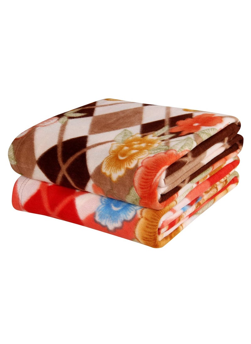 VAS COLLECTIONS All Season Multipurpose Polar Fleece Lightweight Blanket Combo Multicolour 60x90 inches Set of 2