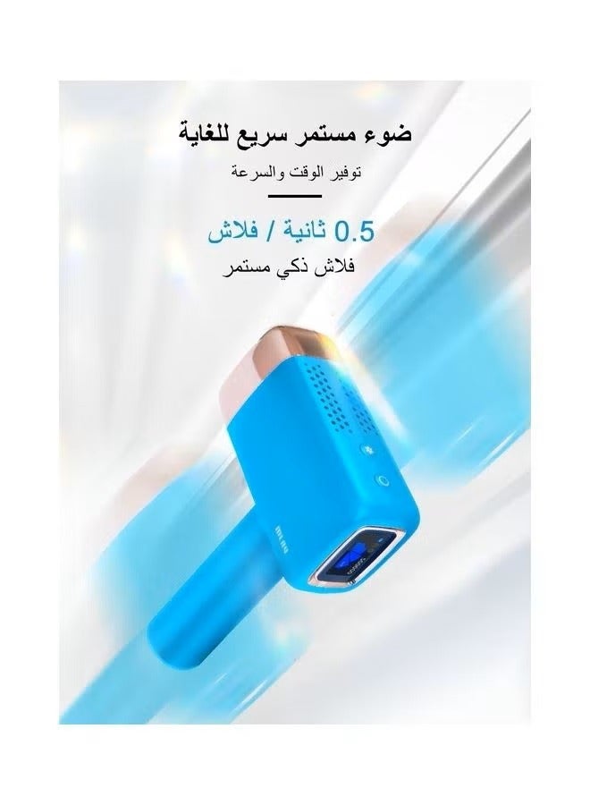 Newest T14 Painless Ice Compress Laser Hair Removal Device Epilator For Whole Body Arm Armpit Face Back Leg - 1*HR+1*Bikini+1*Face Lamp Sky Blue