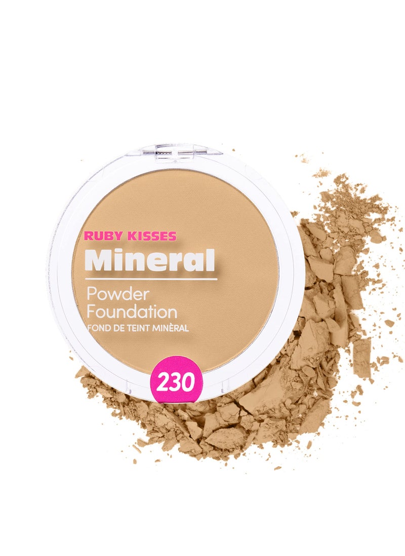 Ruby Kisses Mineral Pressed Powder Foundation Medium to Full Coverage Natural Finish 035 Ounce Natural Buff