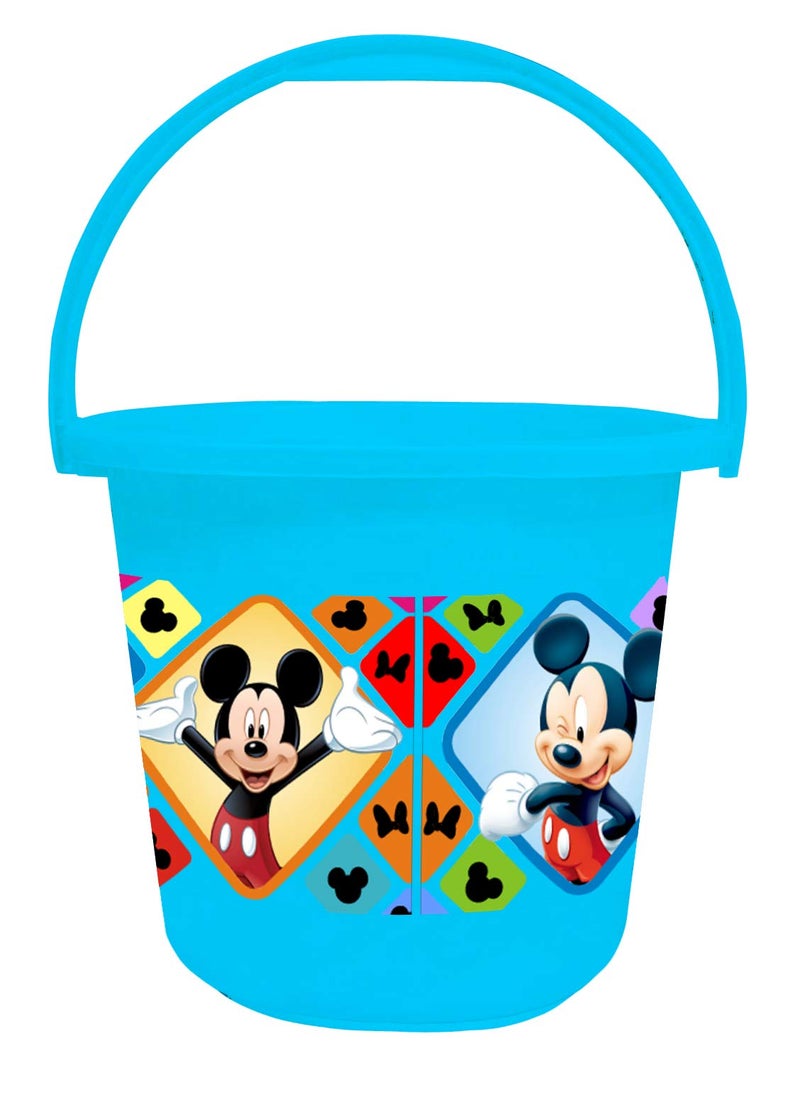 Kuber Industries Disney Mickey Minnie Print 2 Pieces Unbreakable Virgin Plastic Bathroom Bucket with Mug Set- Blue, (1 Pc 16 LTR Bucket & 1 Pc 500 ML Mug) -HS_35_KUBMARTS17929