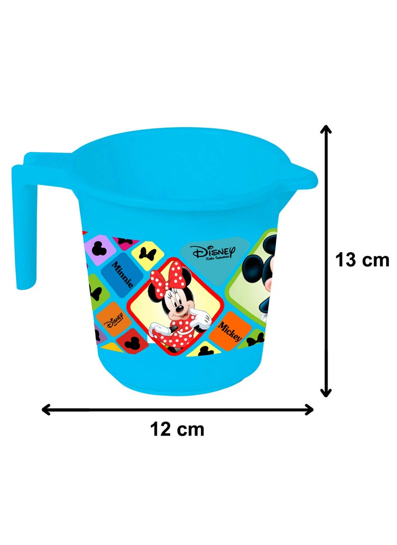 Kuber Industries Disney Mickey Minnie Print 2 Pieces Unbreakable Virgin Plastic Bathroom Bucket with Mug Set- Blue, (1 Pc 16 LTR Bucket & 1 Pc 500 ML Mug) -HS_35_KUBMARTS17929