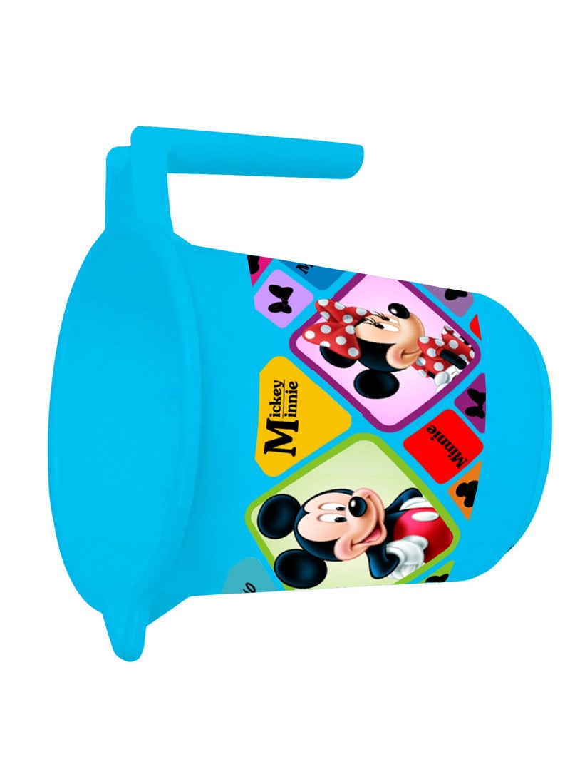 Kuber Industries Disney Mickey Minnie Print 2 Pieces Unbreakable Virgin Plastic Bathroom Bucket with Mug Set- Blue, (1 Pc 16 LTR Bucket & 1 Pc 500 ML Mug) -HS_35_KUBMARTS17929