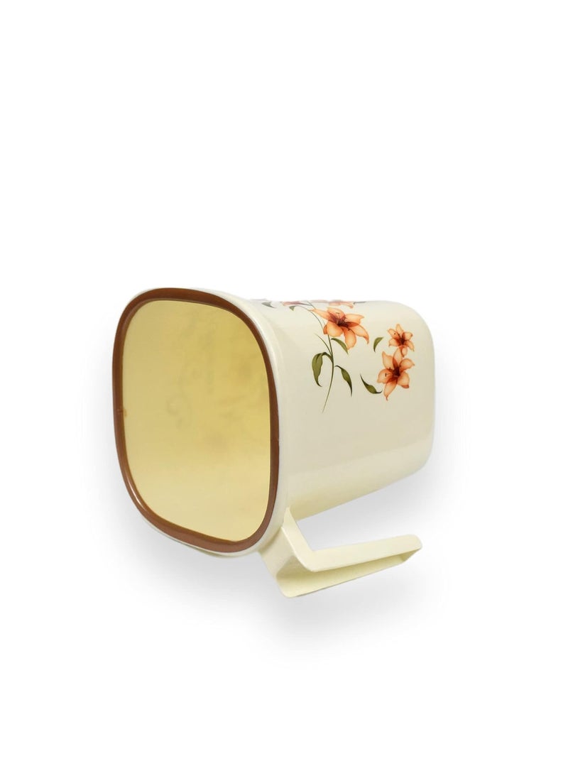 Homfine Printed Bath Mug 1.5ltr/1500ml for Multipurpose Use Home, Kitchen (Square, Plastic - Off White) (2)