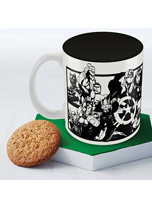 Marvel Ceramic Avengers Assemble Officially Licensed Round Mug (8 Cm X 8 Cm X 9.7 Cm, Multicolor)