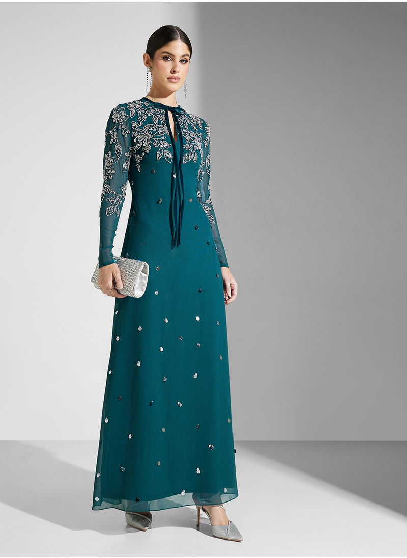 Embroidered Chiffon Dress