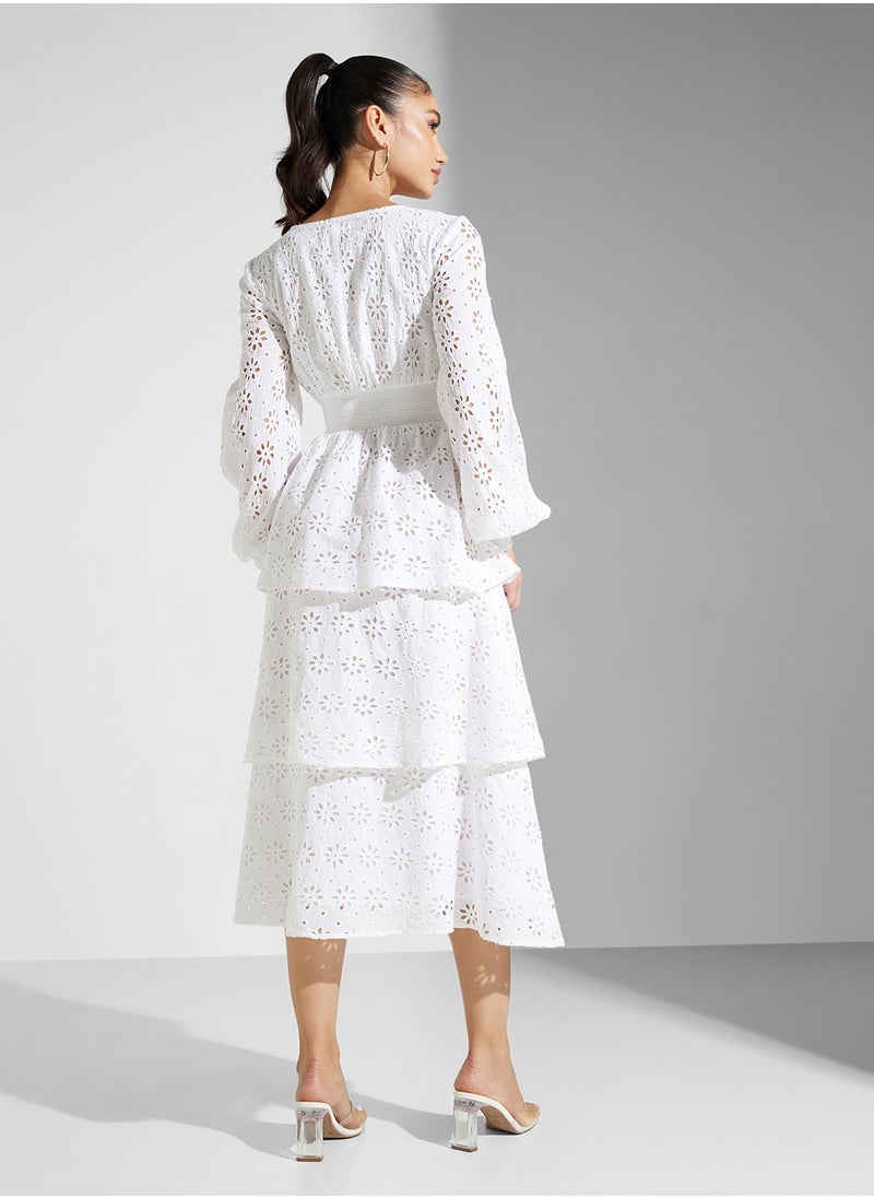 Eyelet Tiered Dress