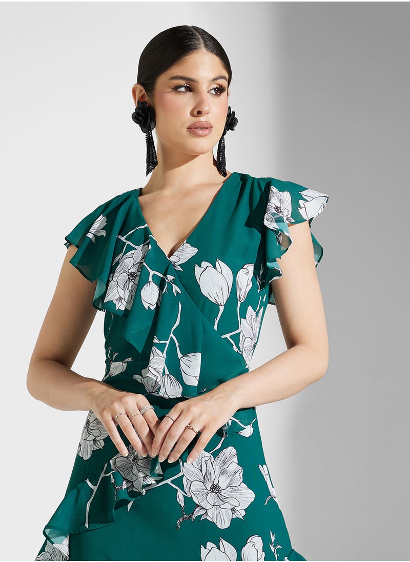 Floral Ruffle Maxi Dress