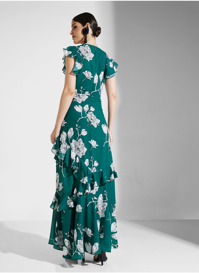 Floral Ruffle Maxi Dress