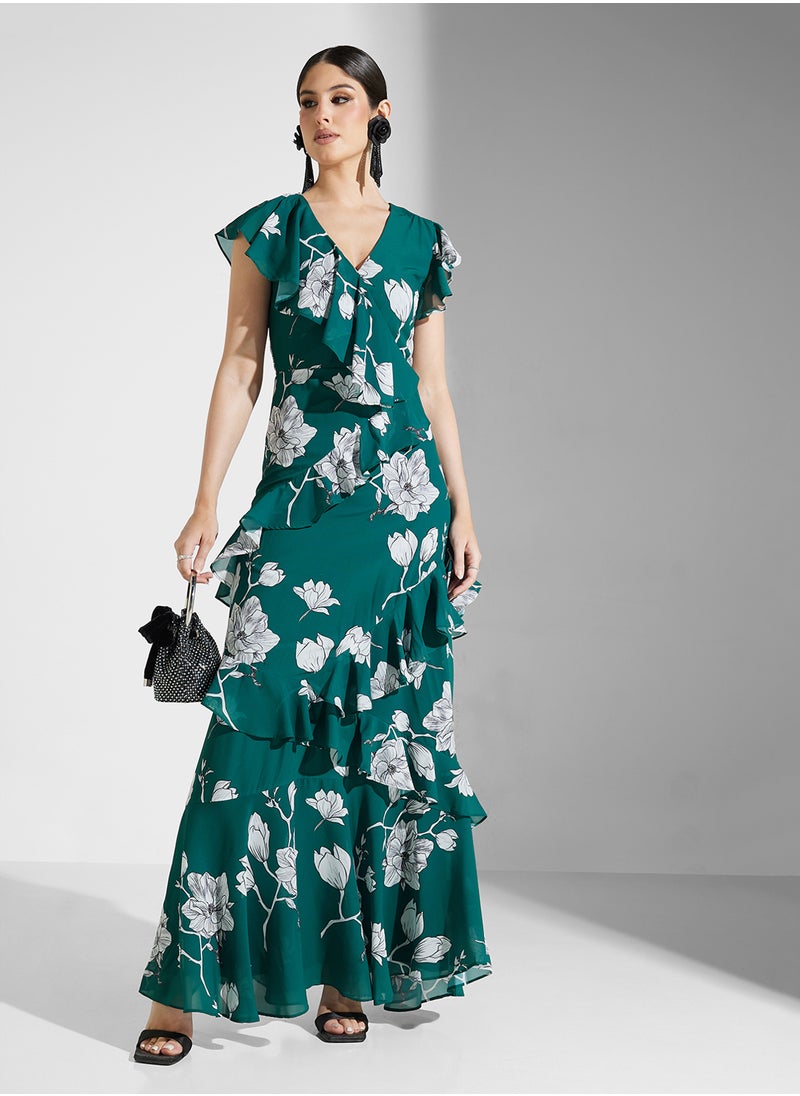 Floral Ruffle Maxi Dress