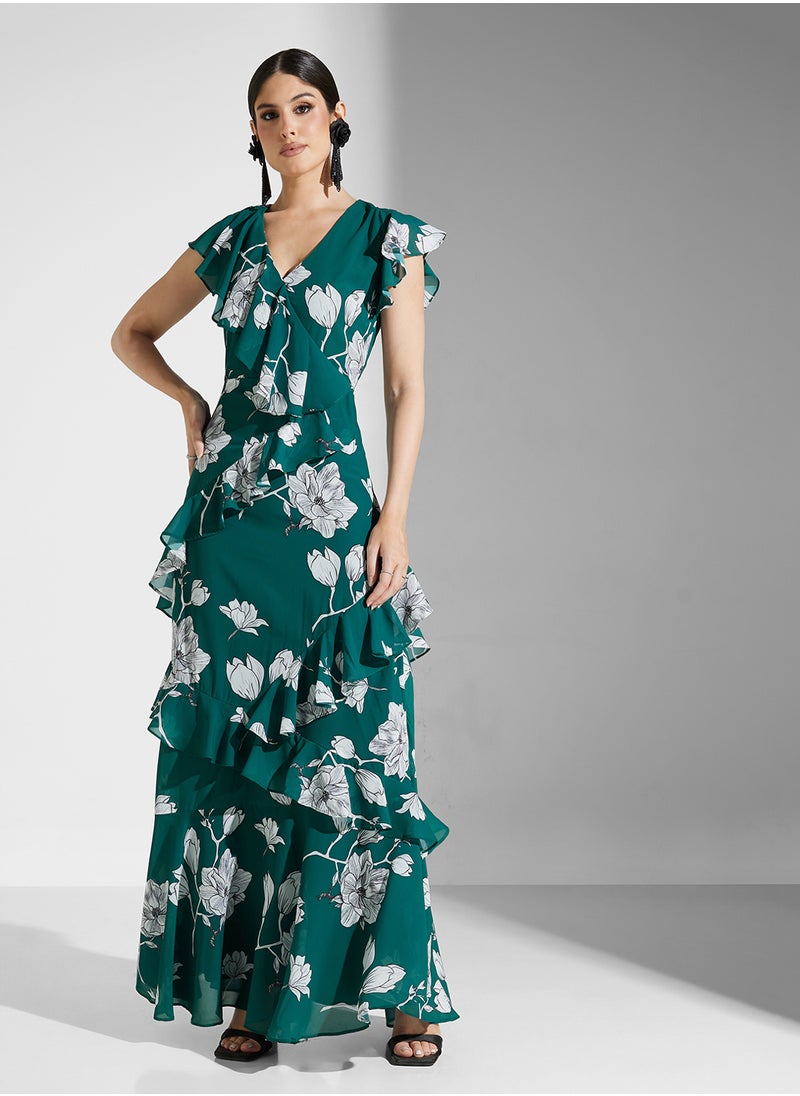 Floral Ruffle Maxi Dress