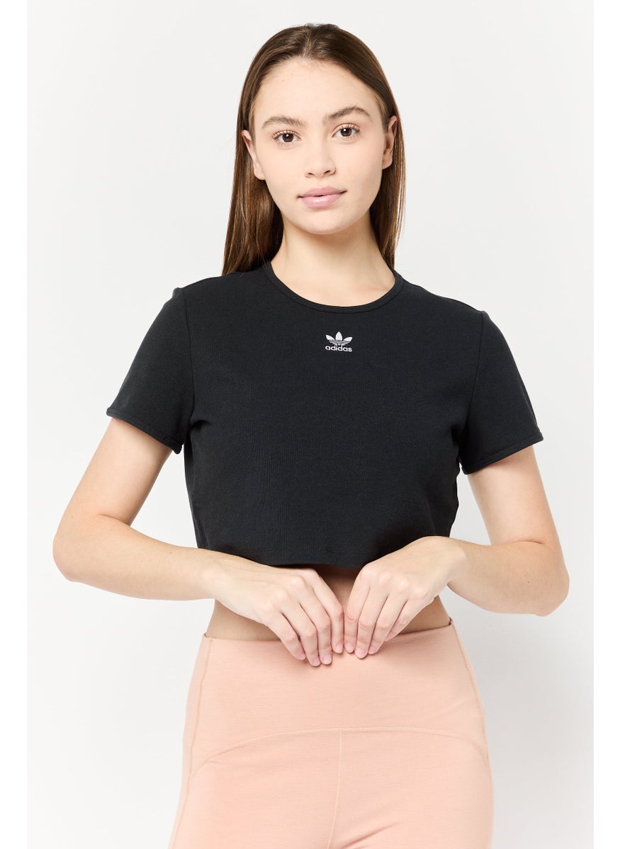 Women Sportswear Fit Short Sleeve Outdoor Top, Black