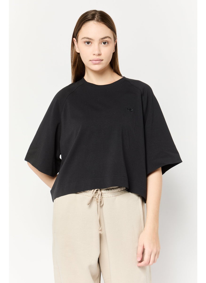 Women Sportswear Fit Short Sleeves Outdoor T-Shirt, Black