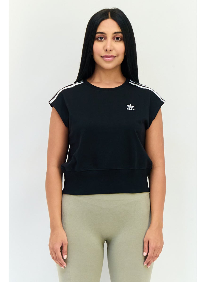 Women Sportswear Fit Cap Sleeve Outdoor Top, Black