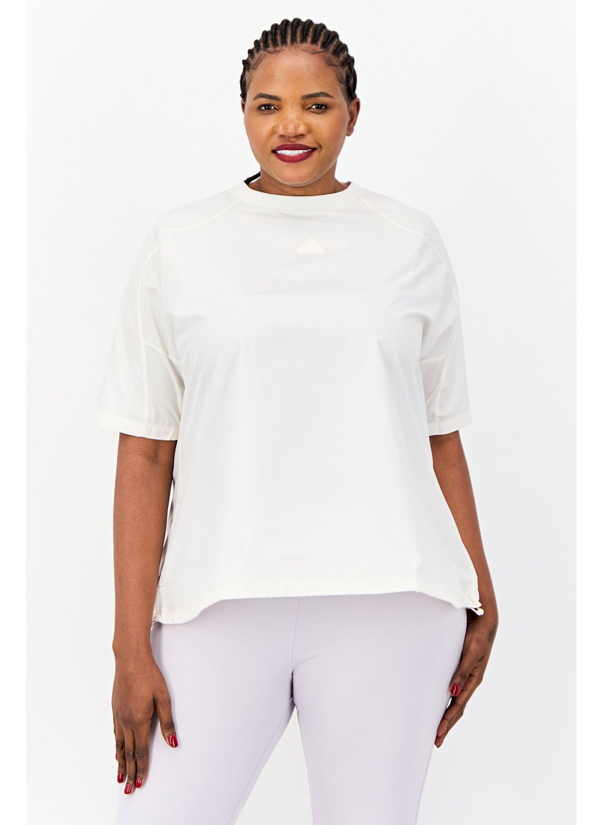 Women Plus Size Short Sleeve Outdoor Top, Off White