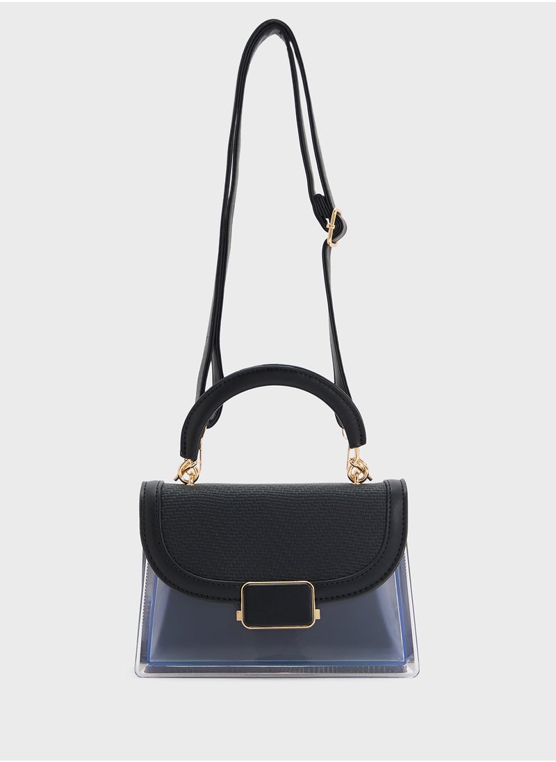 Clear Satchel With Tweed Flap