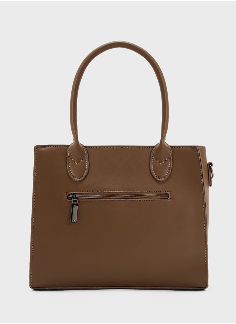 Womens Satchel With Fabric Contrast