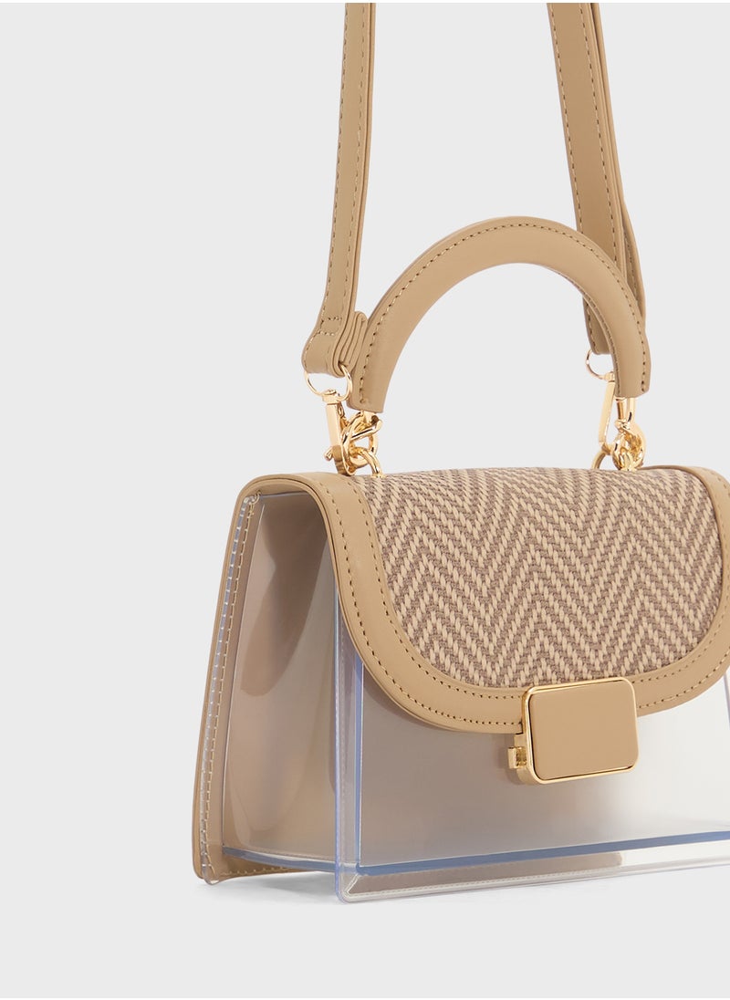 Clear Satchel With Tweed Flap