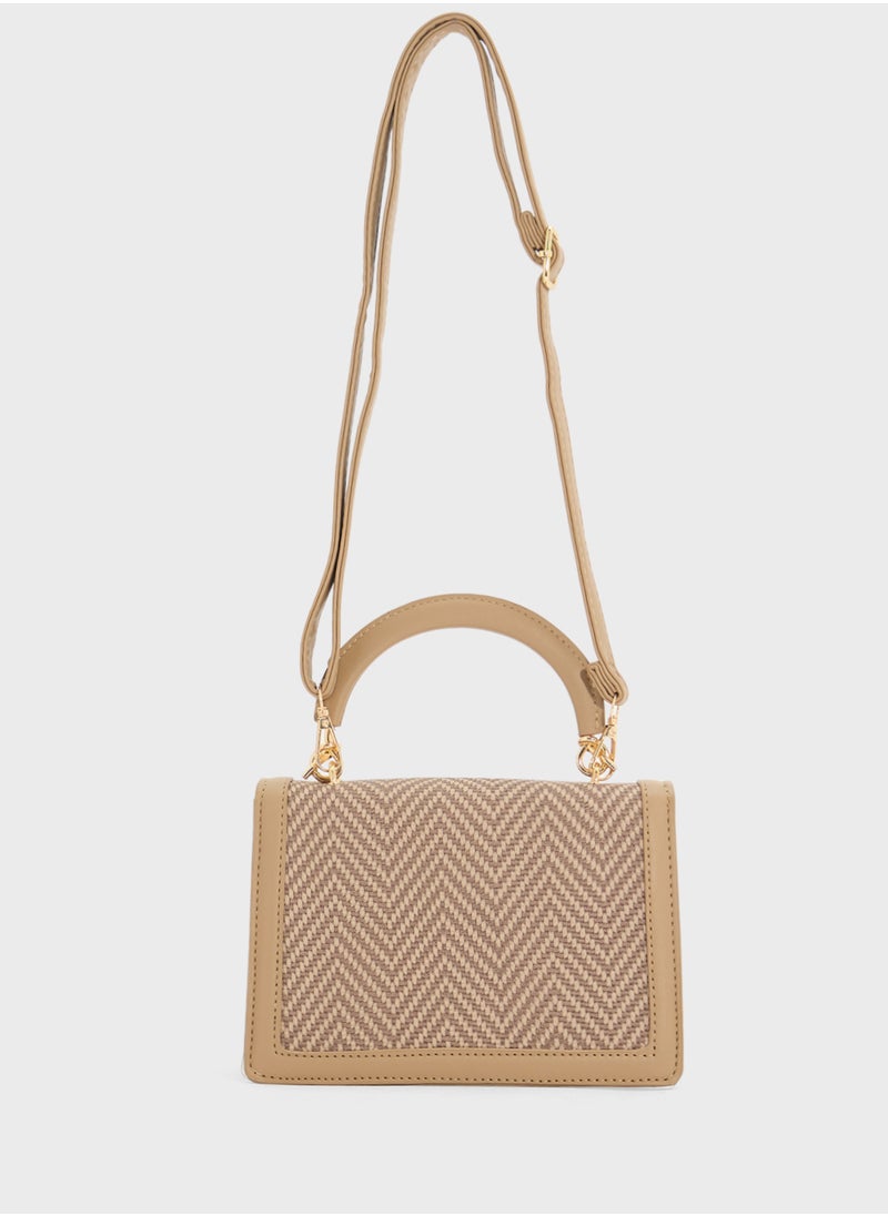 Clear Satchel With Tweed Flap