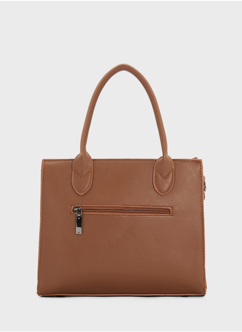 Womens Satchel With Fabric Contrast