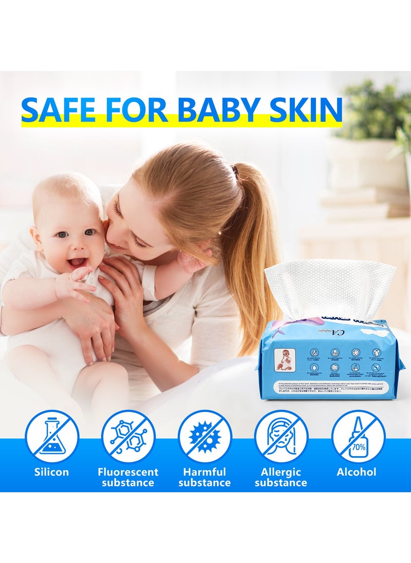 CA High quality natural thickened face towel Disposable face towel Disposable face towel Soft absorbent face towel，cotton free towel for cleaning, skin care and makeup remover, dry and wet wipes, 6 Pack*60 Count